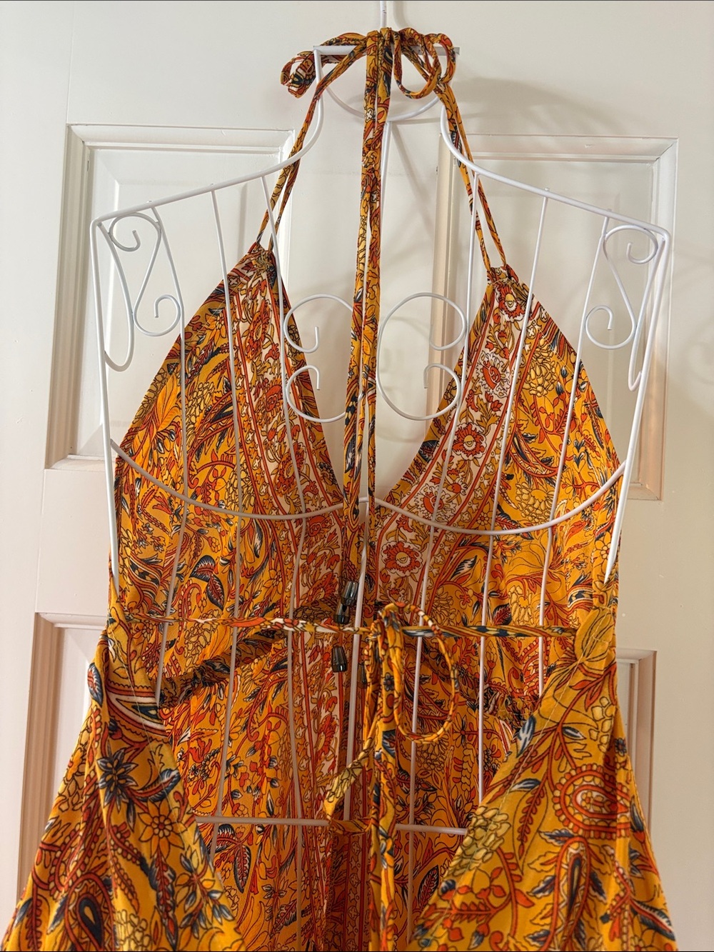 Bohemian Halter Maxi Dress in Mustard Paisley - Picture 6 of 9